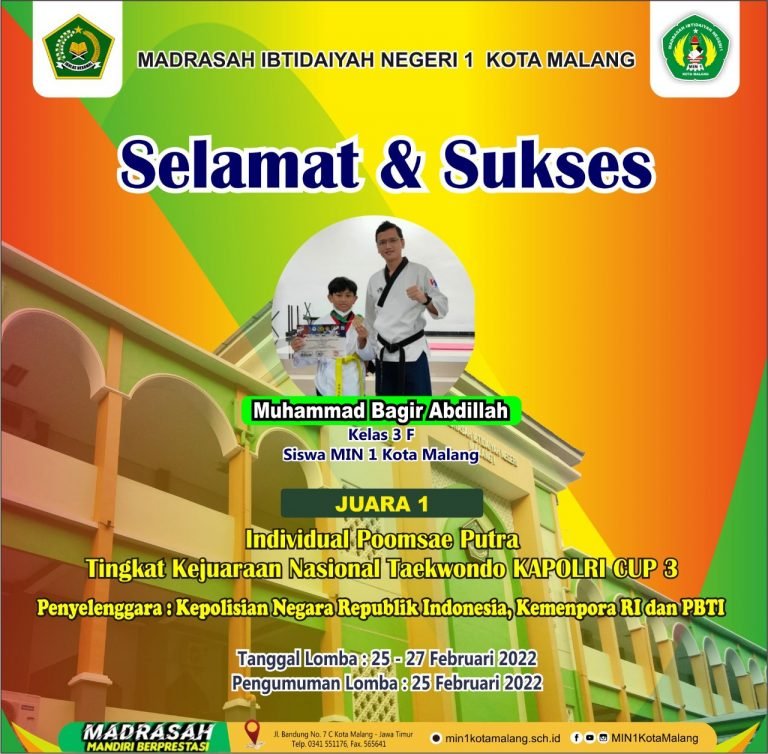 Tiga Siswa MIN 1 Kota Malang Sabet Kejuaraan Taekwondo Kapolri Cup 3