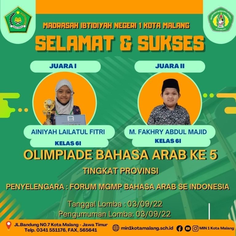 Dua Siswa MIN 1, Raih Kejuaraan OBA Tingkat Provinsi Jawa Timur